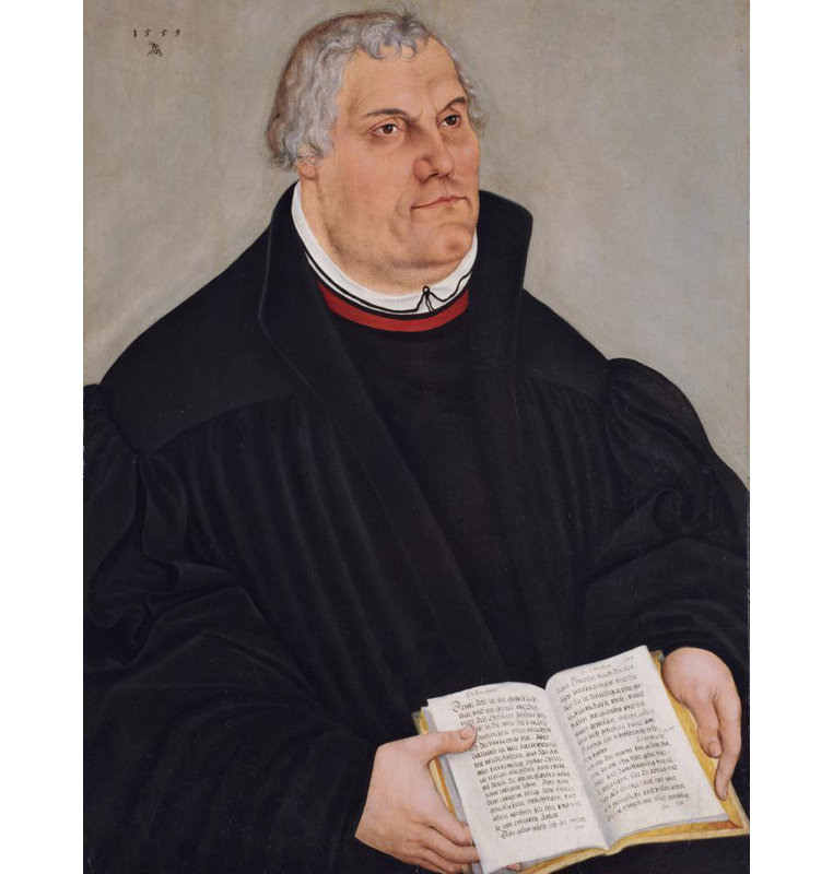 «Portrait of Martin Luther» par Lucas Cranach le Jeune - Art mural sur toile tendue avec châssis, H 18 po x l 14 po
