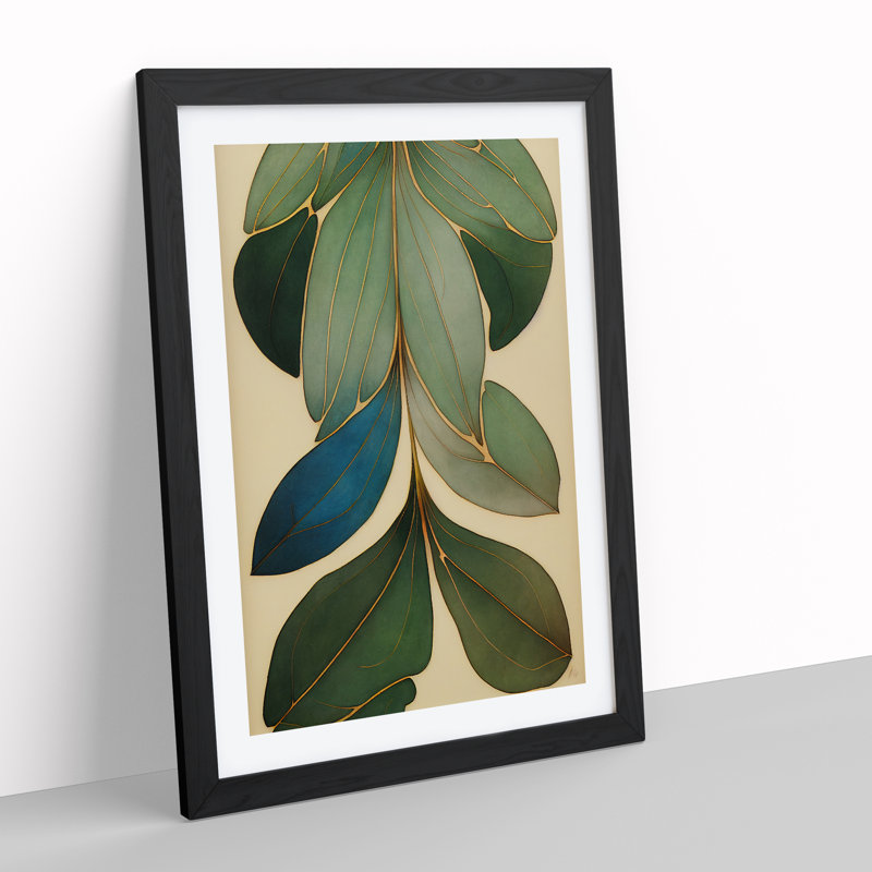A Mysterious Leaves - Single Picture Frame Print, Black, 64cm H x 46cm W x 2cm D