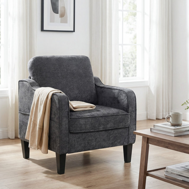 Upholstered Armchair, Dark Gray