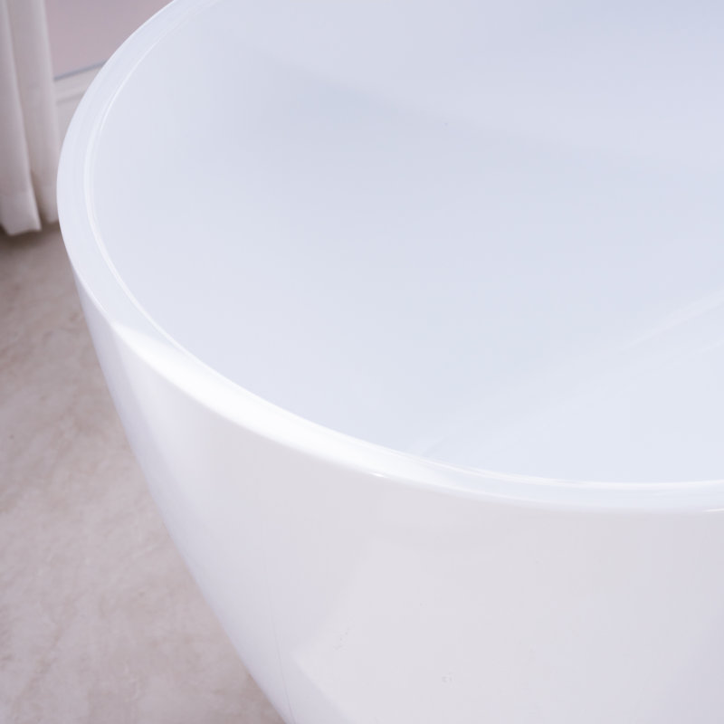 Baignoire de trempage autoportante en acrylique avec drain et trop-plein de 67 po, 71 gallons