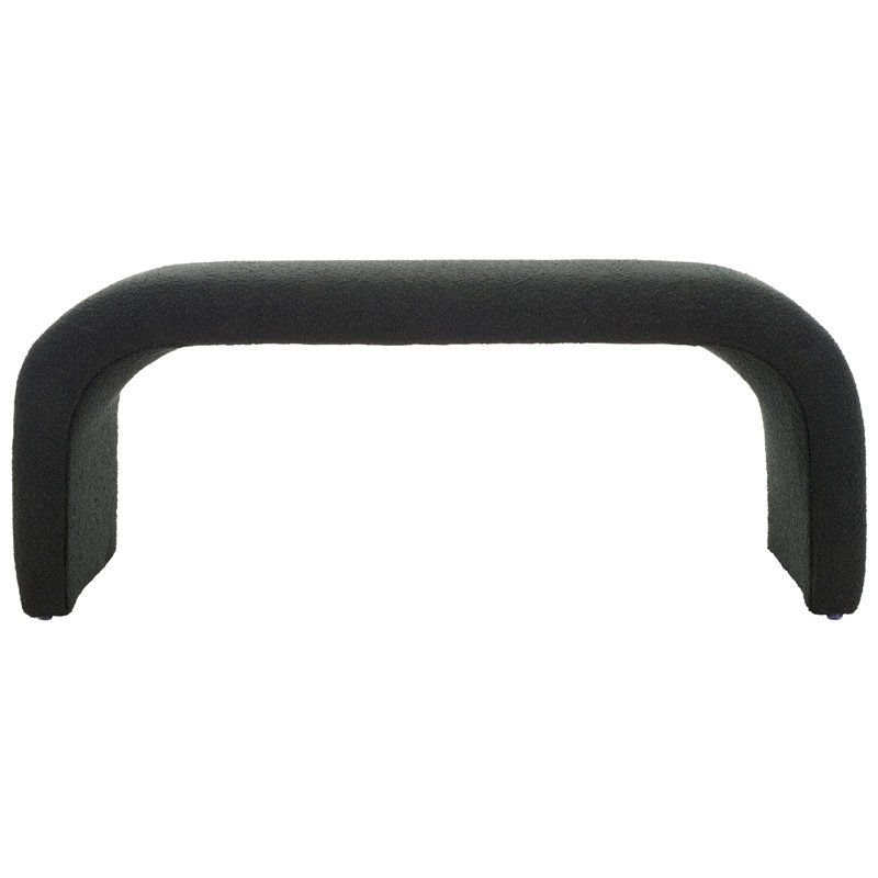 Andee Velvet Upholstered Bench, Black Boucle