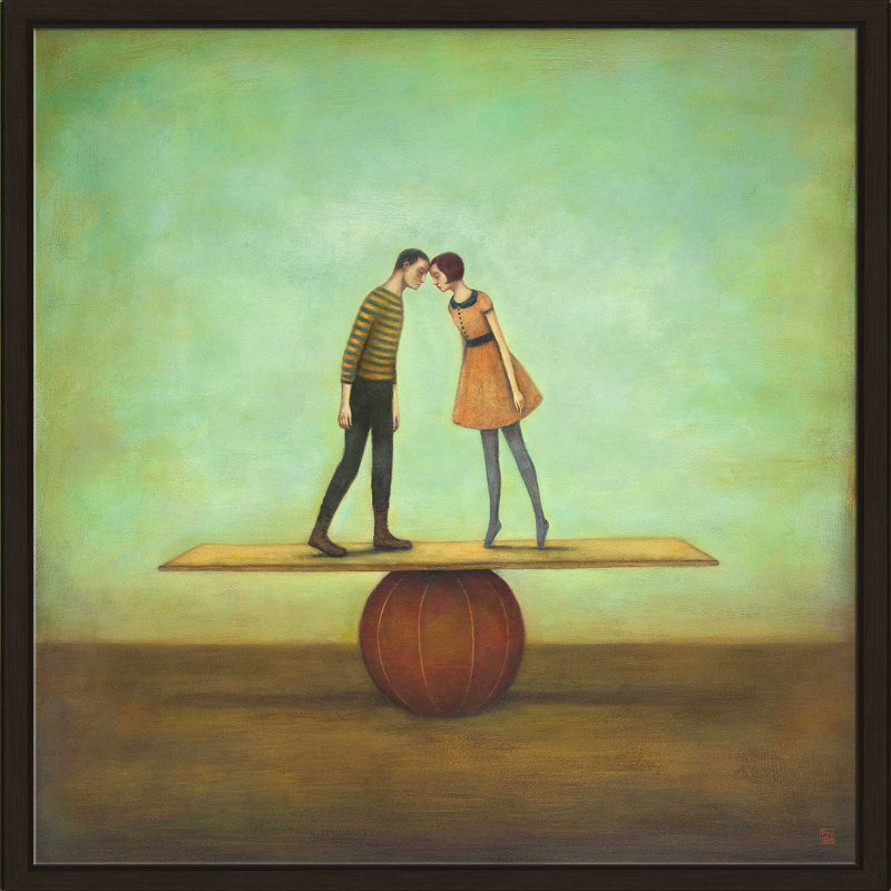 «Trouver l'équilibre» par Duy Huynh - Peinture, Cadre flottant espresso, H 39,5 po x l 39,5 po x P 2 po