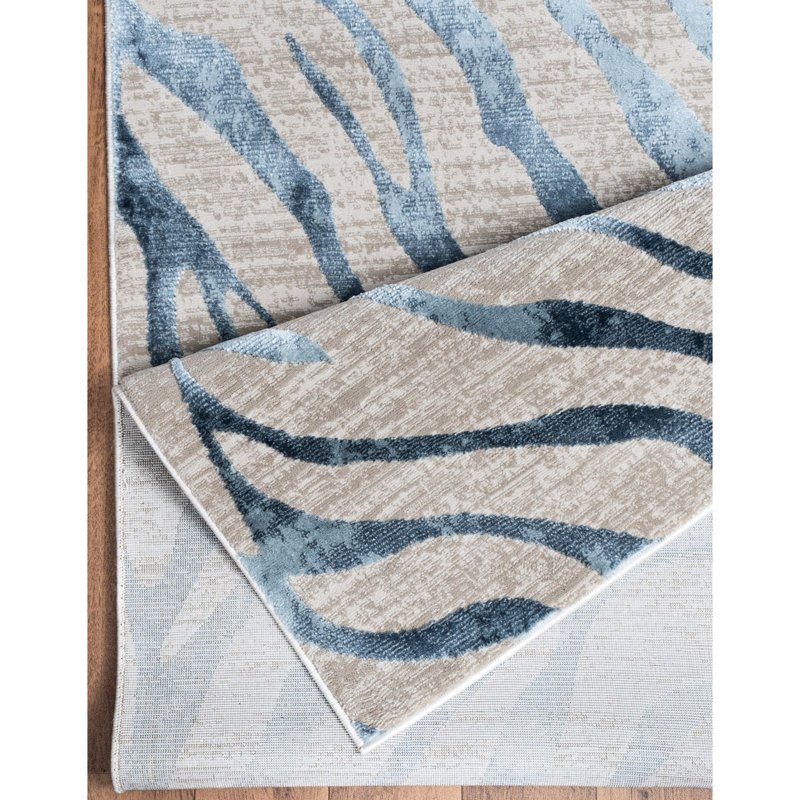 2Ft. X 3Ft. Blue Area Rug With Fibers And A Fashionable Look Material Height