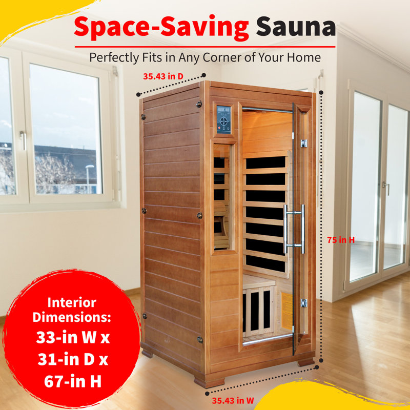 Natural Hemlock 1-2 Person Infrared Sauna with Carbon Heaters