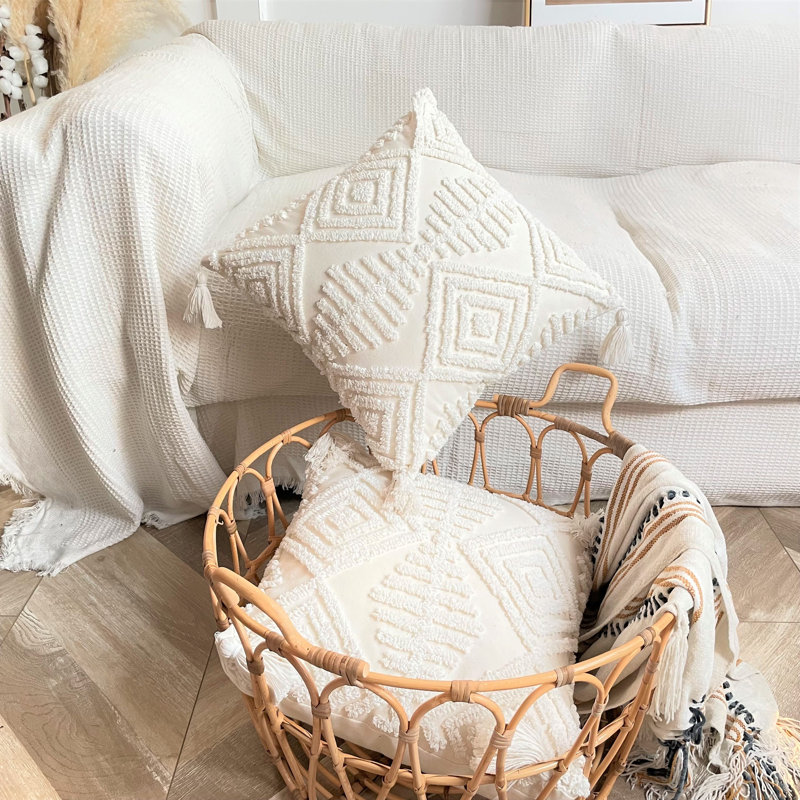 Mandan White Square Scatter Cushion Pillow Cover