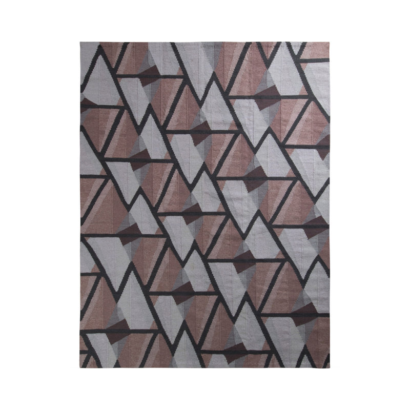 Scandinavian Hand Knotted Wool Geometric Area Rug, Rectangle 10' x 14'