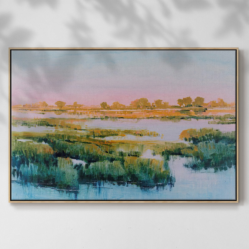 Marshland View I, reproduction d'art sur toile, H 17 po x l 25 po x P 2 po, Cadre en bois naturel