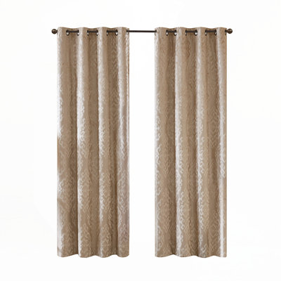 Paire de panneaux de rideaux en jacquard tricoté occultant avec œillets, luxueux et écoénergétique pour une intimité totale