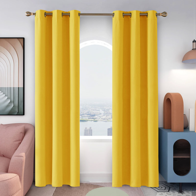 Thermal Insulated Room Darkening Grommet Curtain Panels (Set of 4), Navy Blue, 38" W x 84" L