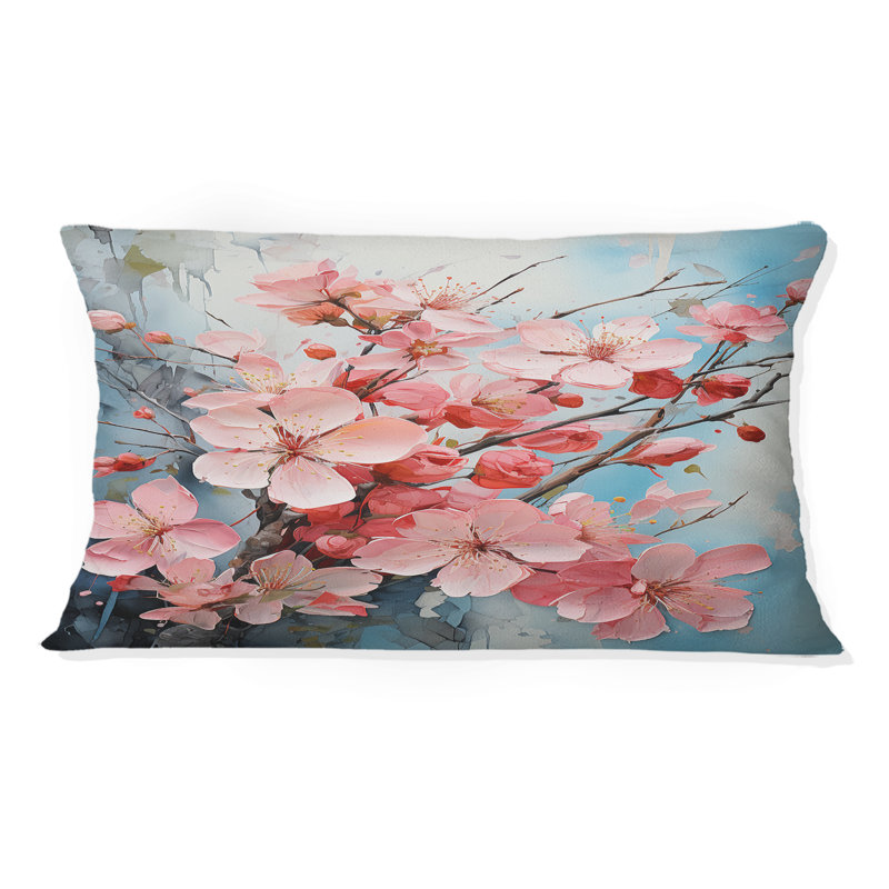Coussin rose imprimé "Apple Blossom Collage III"
