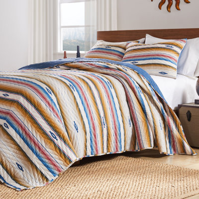 Greenland Home Fashions Painted Desert Sapphire 3-Piece King Size Quilt Set 105x95 + 20x36 (2)