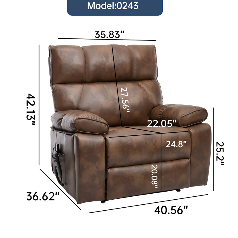 Fauteuil inclinable électrique à deux moteurs Leatherair, Brun