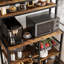 Bakers Rack with Power Outlet, 6 Tier Kitchen Storage Rack with Hutch, Buffet Table with Wire Drawer