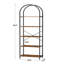 5-Tier Arched Bookcase - Rustic Brown & Black Wood And Metal Display Shelf Unit