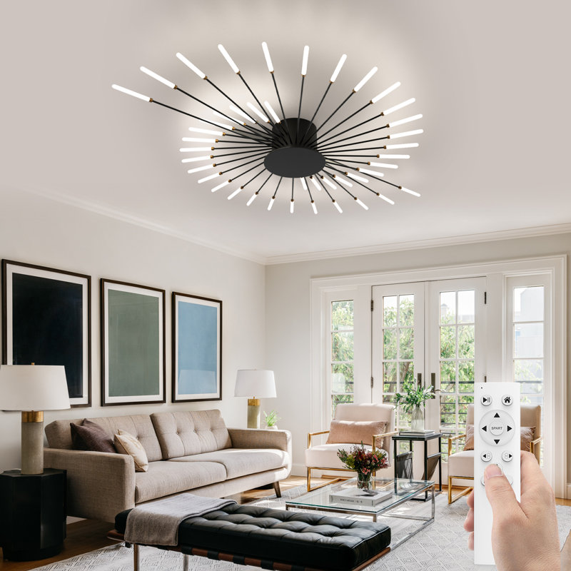 Acrylic LED Semi Flush Mount, Black