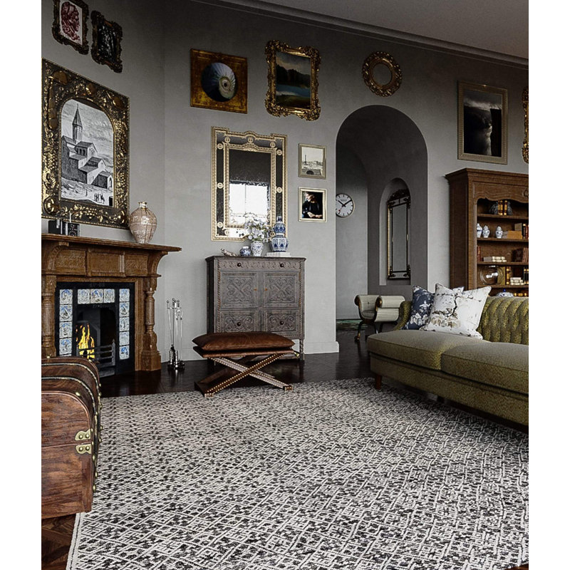 Naxos Geometric Area Rug in Black/Gray/Neutral, Rectangle 2' x 3'