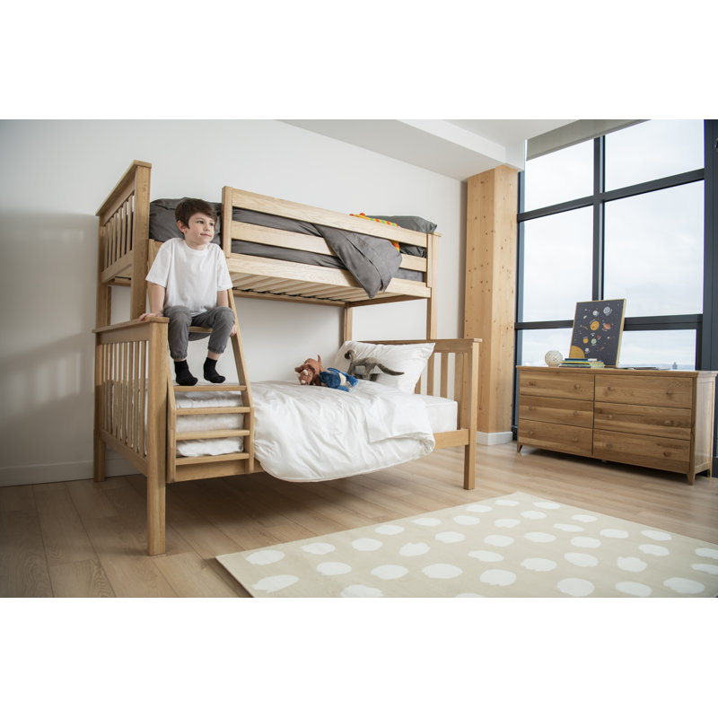 Savona FSC®-Certified Oak Kids Bed/Bunk Bed, Natural, Twin/Full Kids Bunk Bed