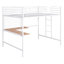 Lit mezzanine double en métal avec bureau et grille en métal, blanc