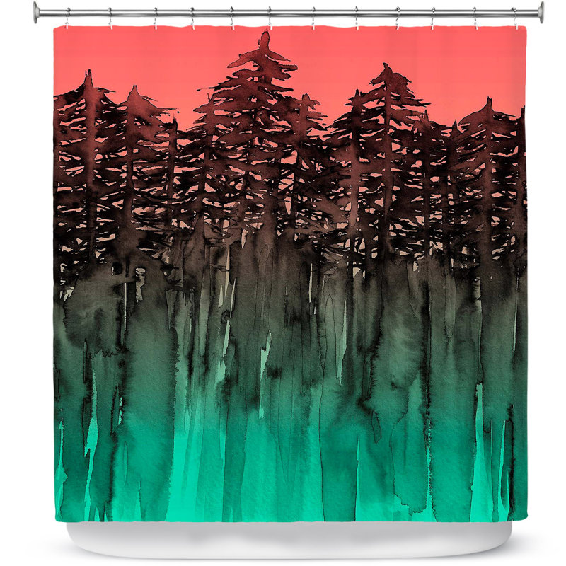 Rideau de douche simple forêt trees Celentano, Rose / Bleu