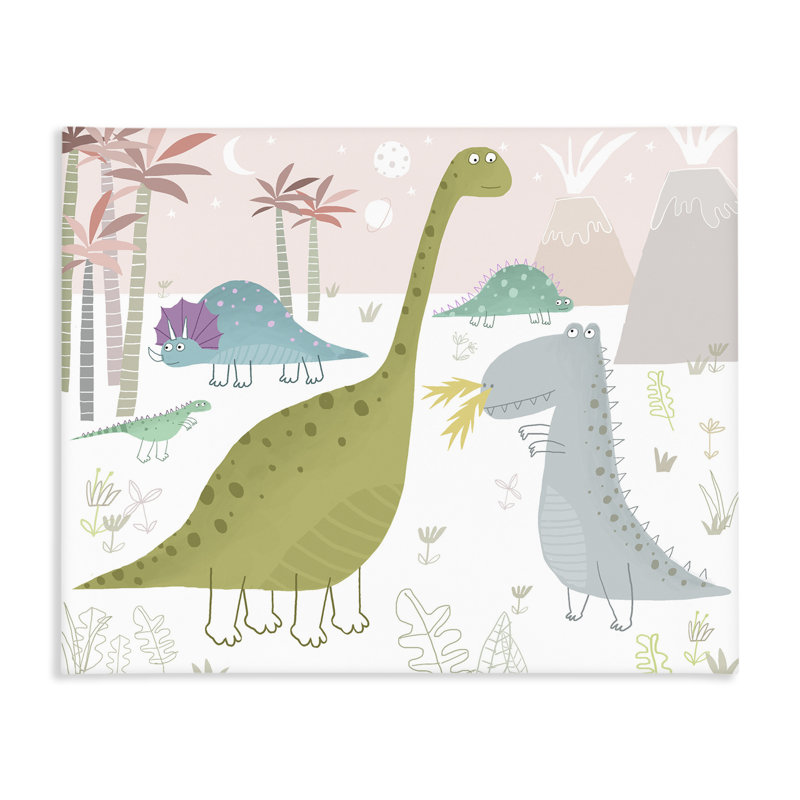 Toile de dinosaures terreux, conception par Carla Daly, H 16 po x l 20 po