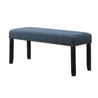 Fabric Dining Bench with Nailhead Trim, Blue