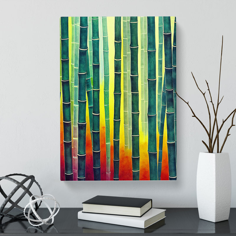 Watercolour Bamboo Forest - Wrapped Canvas, 76cm H x 50cm W x 3cm D