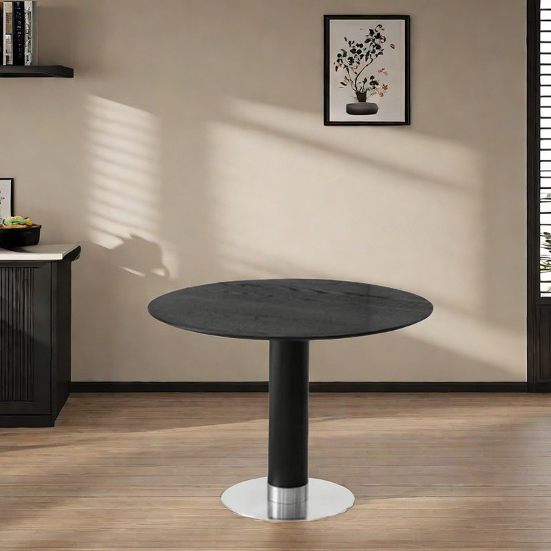 Table de salle à manger Simple Simple, Noir, noir, noir, noir, Noir / argenté, H 29,52 po x L 39,37 po x l 39,37 po
