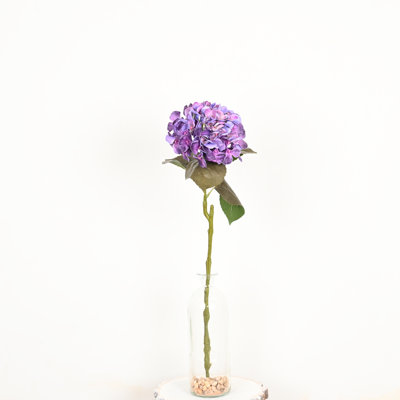 24" Artificial Hydrangea Floral Arrangement In Vase With Faux Water And Stone, Farmhouse Long Stem Greenery Foliage Floral Bulk Bouquet For Wedding Party Home Office Table Centerpiece Shelf Decorations