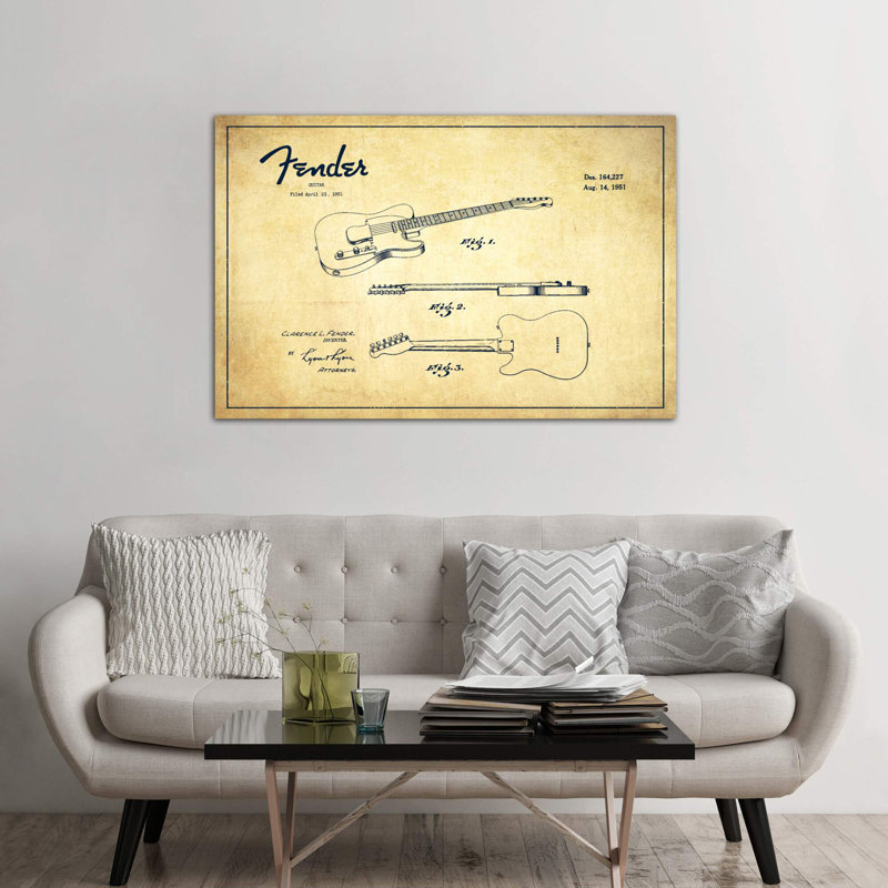Fender Guitar - Print on Canvas, 66.04 cm H x 45.72 cm W x 1.91 cm D, No Frame
