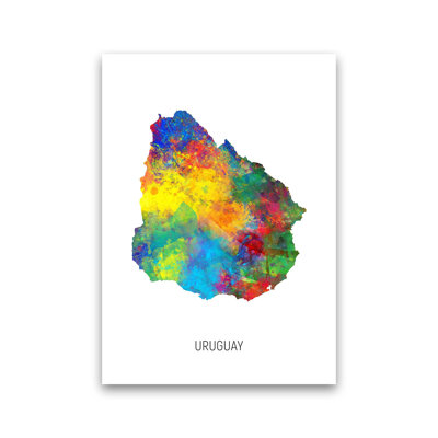Uruguay Watercolour Map by Michael Tompsett - 1 Piece Wall Art