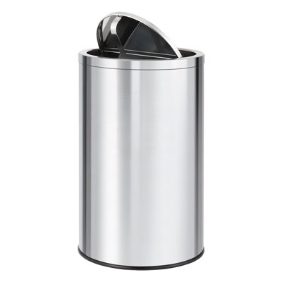 Poubelle de 13 gallons en acier inoxydable avec couvercle pivotant, poubelle de recyclage intérieure avec seau intérieur amovible, poubelle ronde moderne pour la cuisine, le bureau et l'hôtel