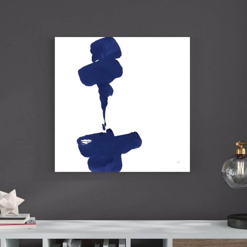 «Swash III Indigo» par Chris Paschke - peinture sur toile tendue, H 30 po x l 30 po