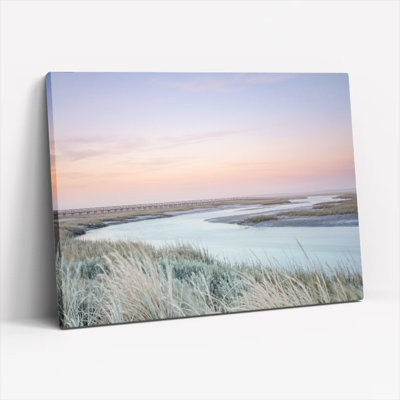 Ensemble de 1 tableau sur toile représentant un coucher de soleil sur la côte