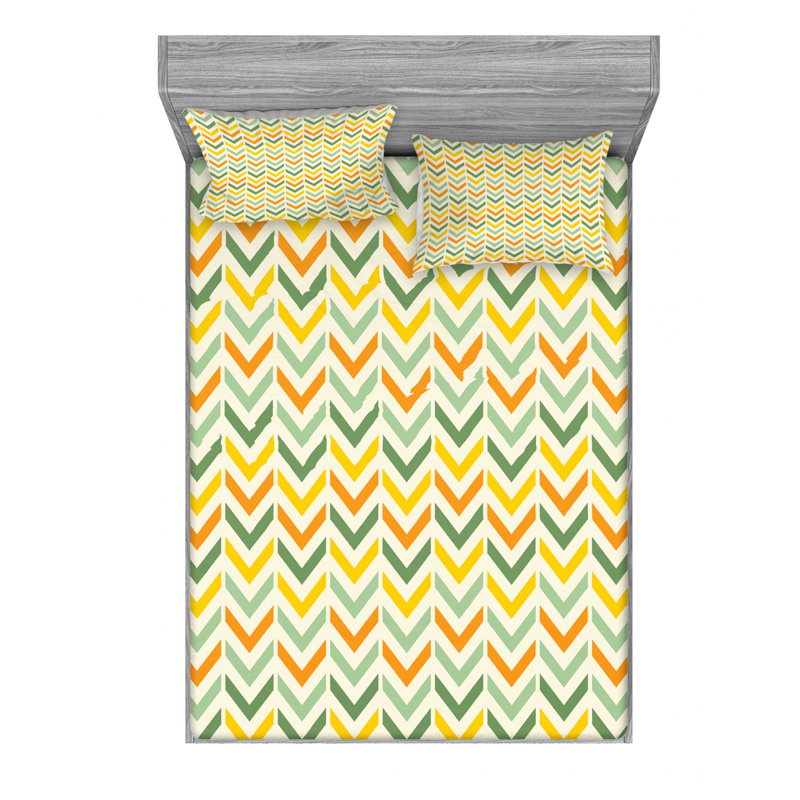 Microfiber Chevron Sheet Set, Full/Double Sheet Set with Fitted Sheet, Dark Blue Chevron