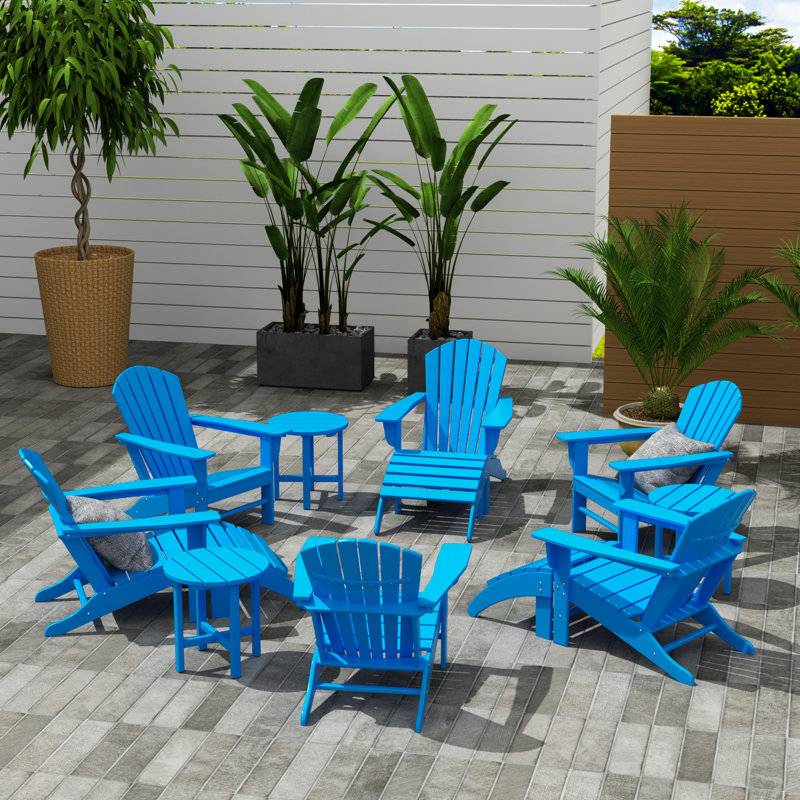 Altura Foldable Outdoor Adirondack Set, Blue