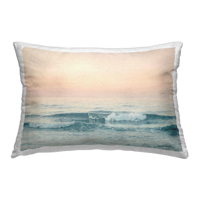 Greece Ocean Waves Printed Outdoor Throw Pillow Design by Sisi and Seb
