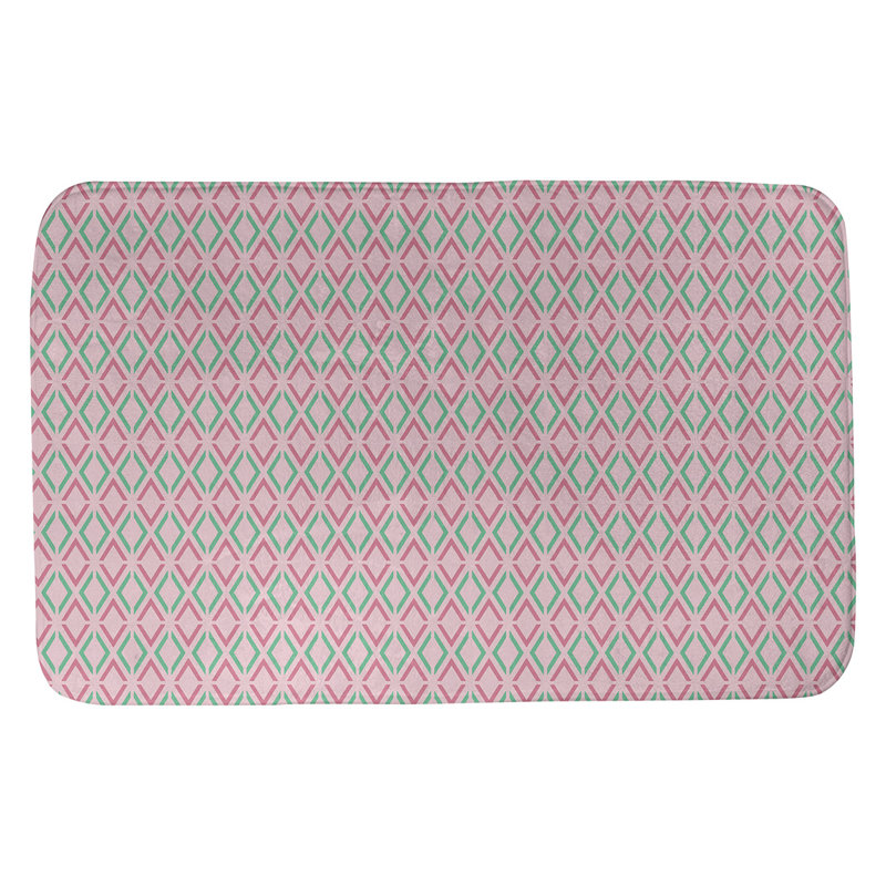 Tapis pour salle de bain diamants Leffel, l 17 po x L 24 po, Rose / sarcelle