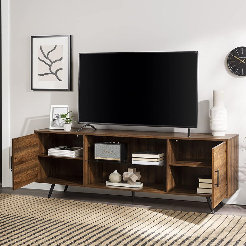 Bulhary 70" 2-Door TV Stand for TVs up to 80", Dark Walnut