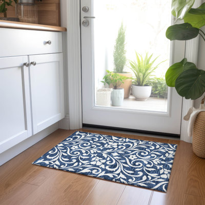 Tapis intérieur / extérieur en polyester tissé à la machine mâle / bleu marine mâle Malé