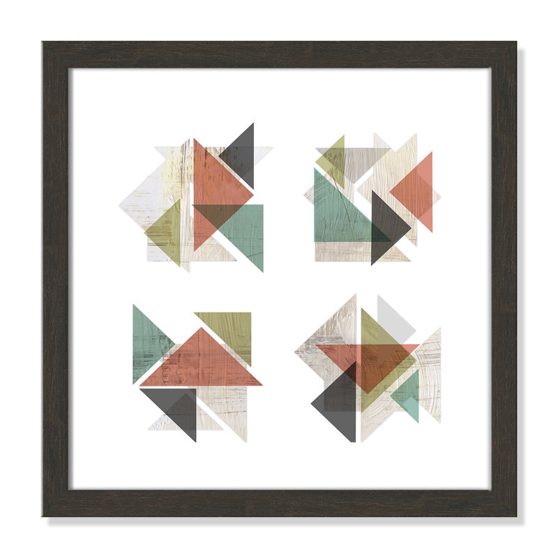 «Oliviyah Boho Geometrics», impression encadrée, Texture grain de bois noir, H 17,5 po x l 17,5 po x P 1,25 po