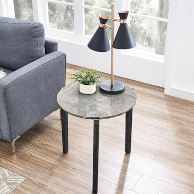 Élégante table basse de salon avec finition en marbre et support Chic, pieds en bois de 24 po pour la maison