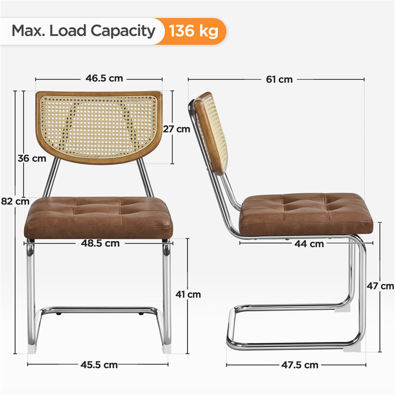 Low Back Cantilever Chair, Retro Brown/Silver 