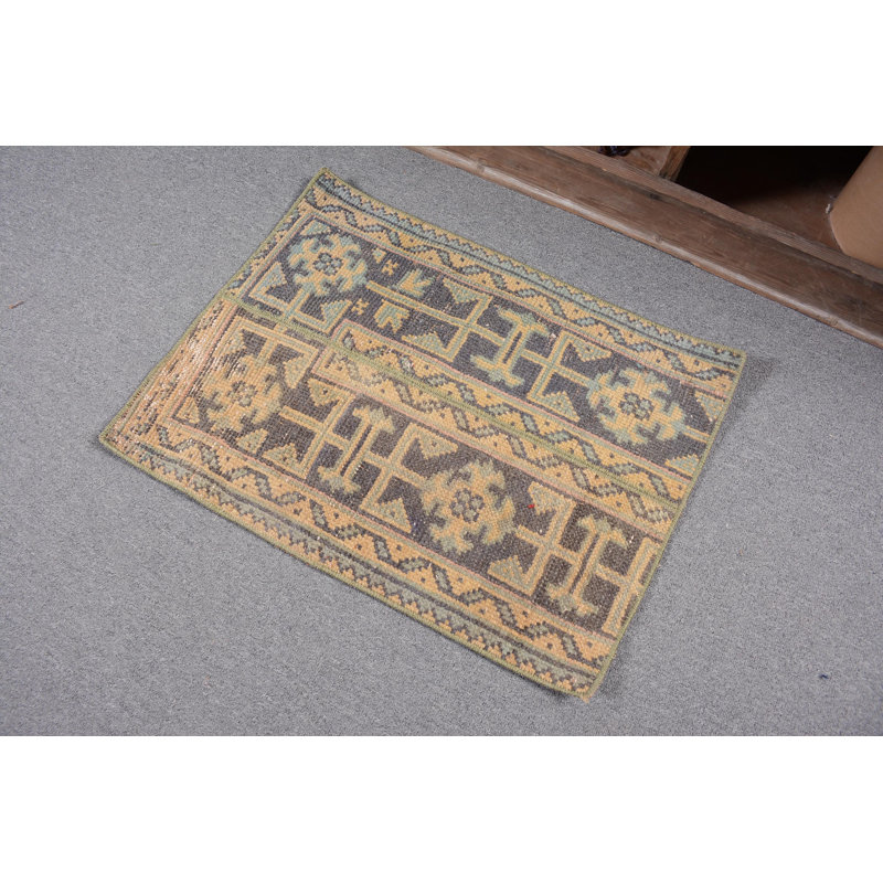 Tapis tendance, petits tapis de 1,6 pi x 2,1 pi, tapis antiques verts, tapis turcs, tapis de cuisine, tapis rétro