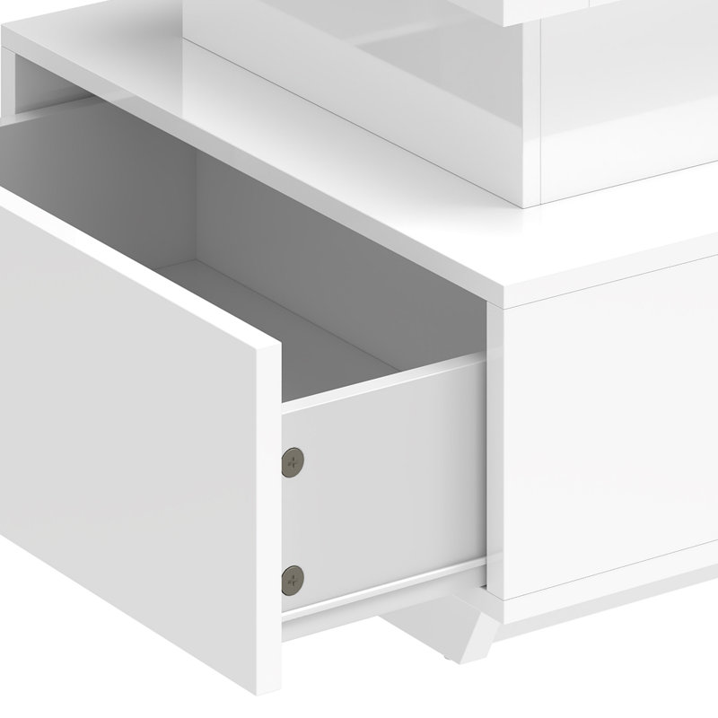 Lift Top Block Coffee Table with Storage, White