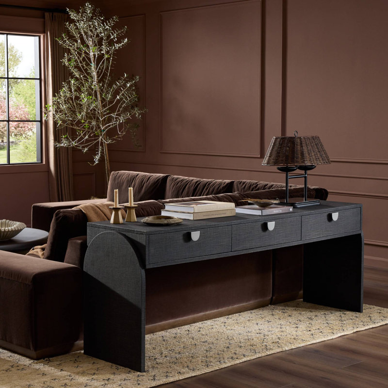 Cressida 78'' W Console Table, Black Linen