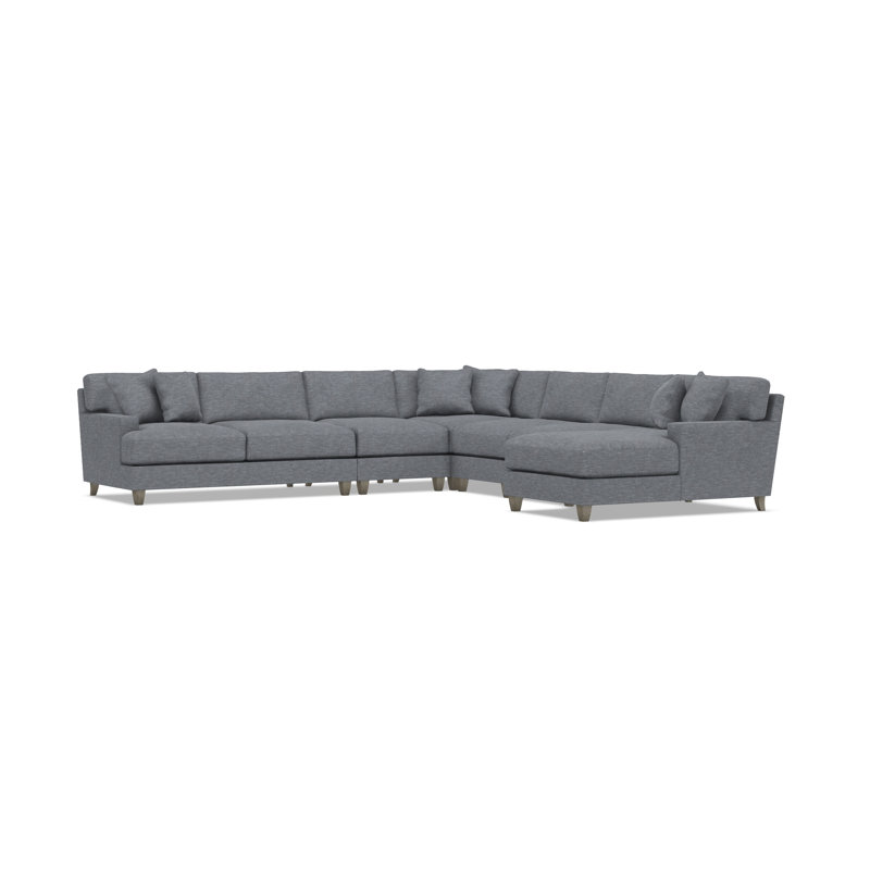 Bernhardt Mila 6-Piece Fabric Sectional, Dark Gray Polyester Blend, Right Hand Facing, 33.5" H x 137" W x 137" D
