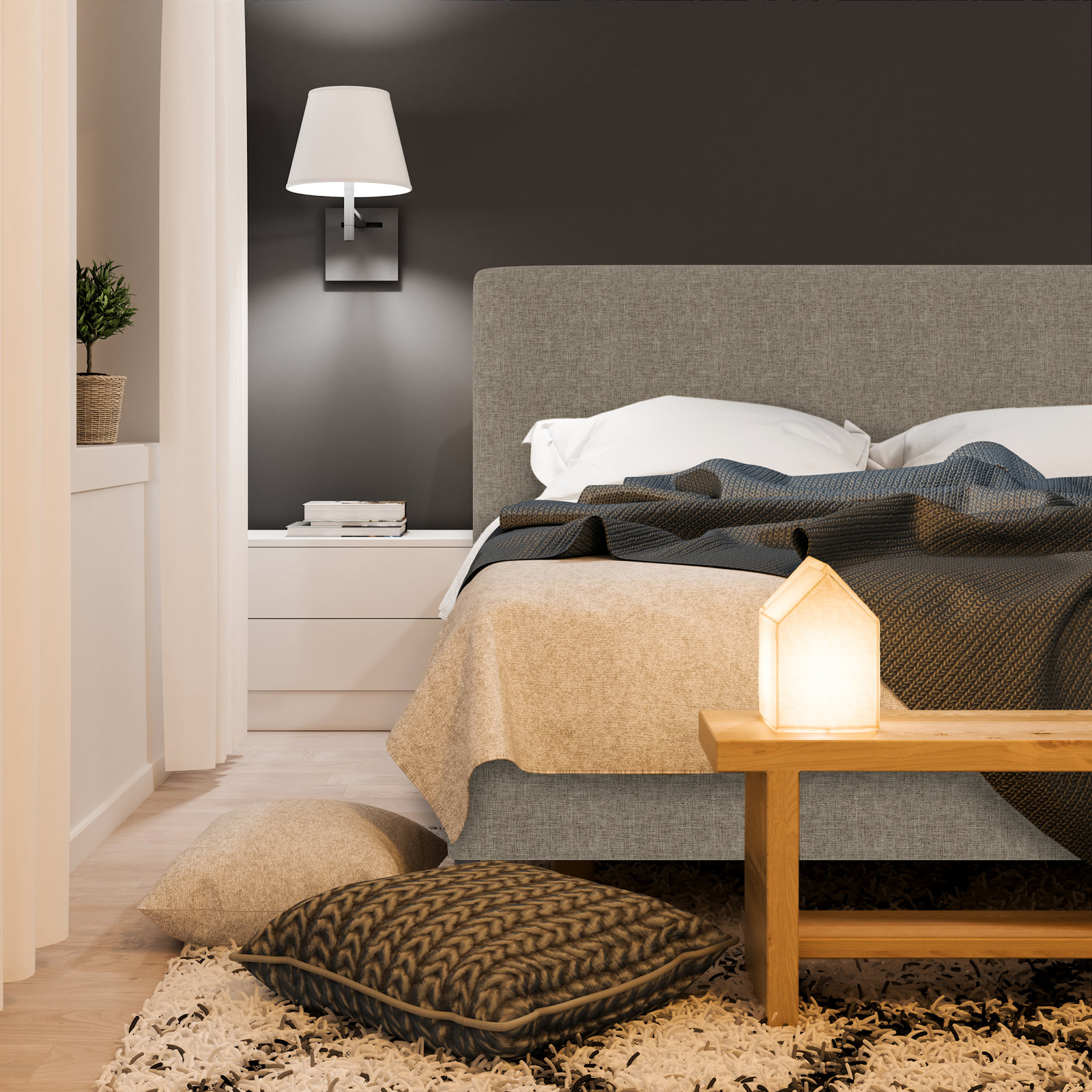 Eisley Upholstered Bed, Queen, Zuma Natural Textured Linen