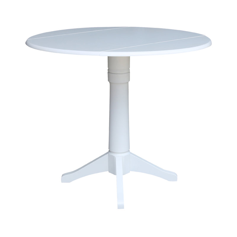 Extendable Round Solid Wood Dining Table, White