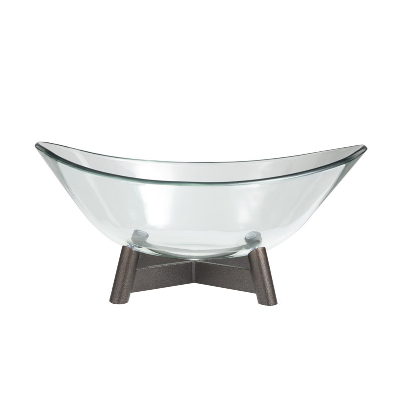 Bol décoratif en acier inoxydable / verre Dessus