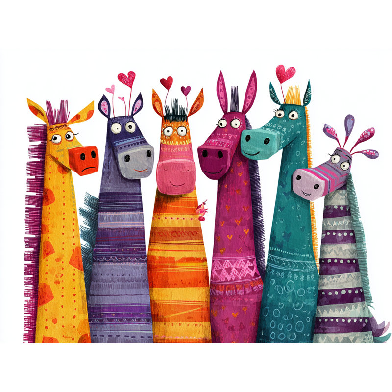 Heartful Horses - Art mural sur toile tendue, H 36 po x l 48 po